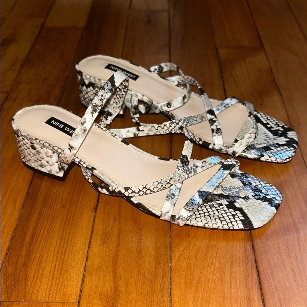 NWOT Nine West Snakeskin Print Heeled Sandals